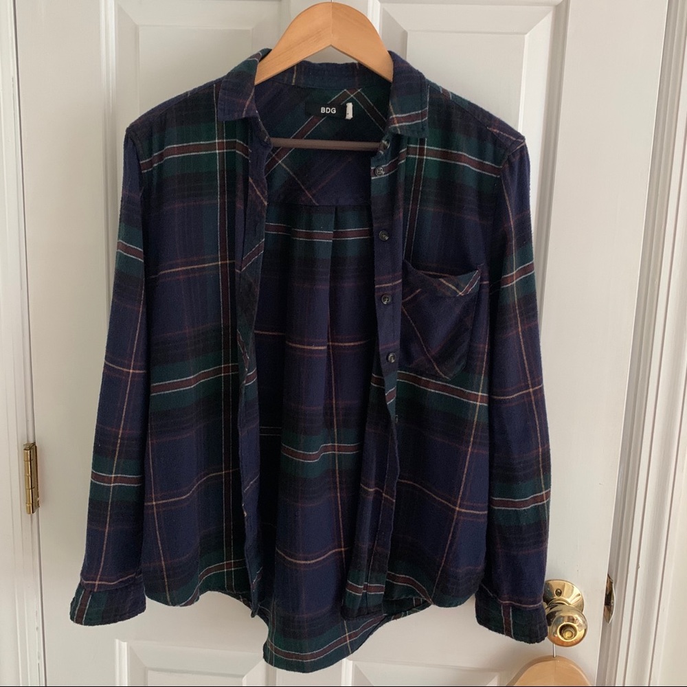 Urban Outfitters Navy Button-down Flannel